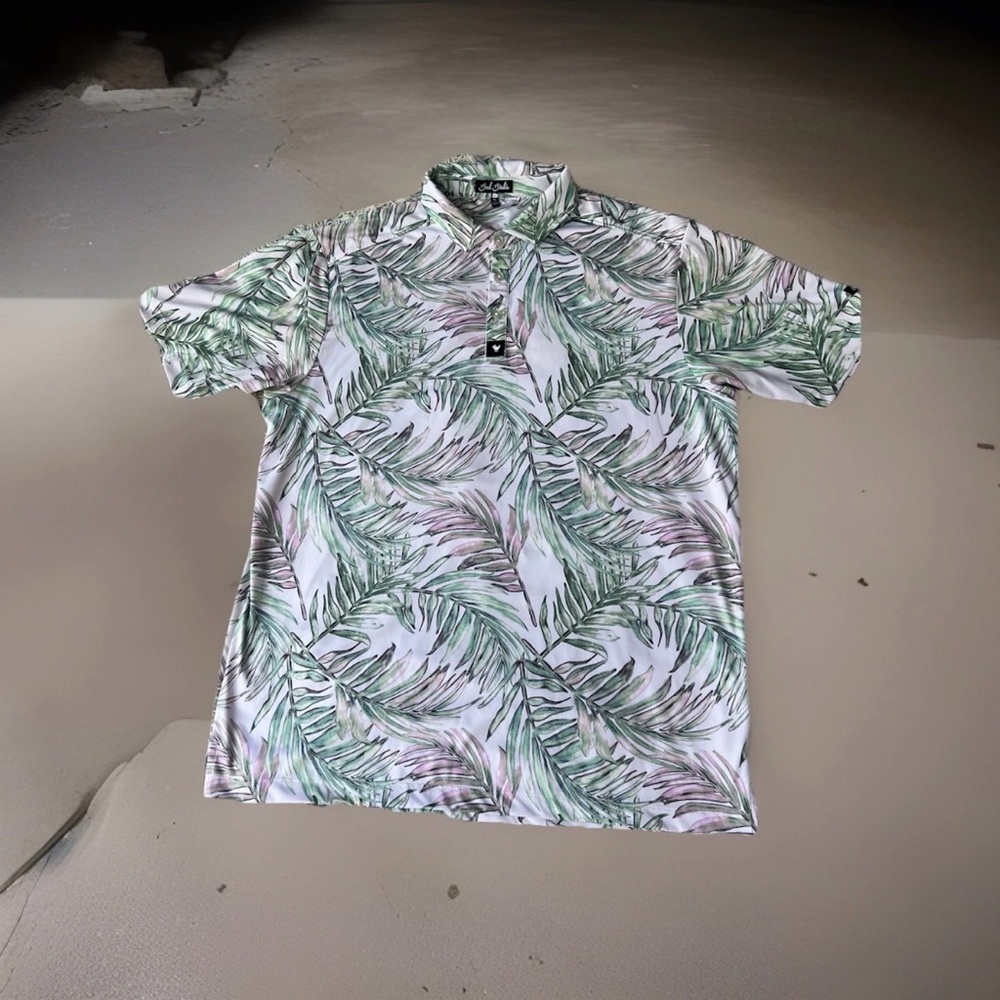 Bad Birdie Green and Purple Leaf Print Shirt